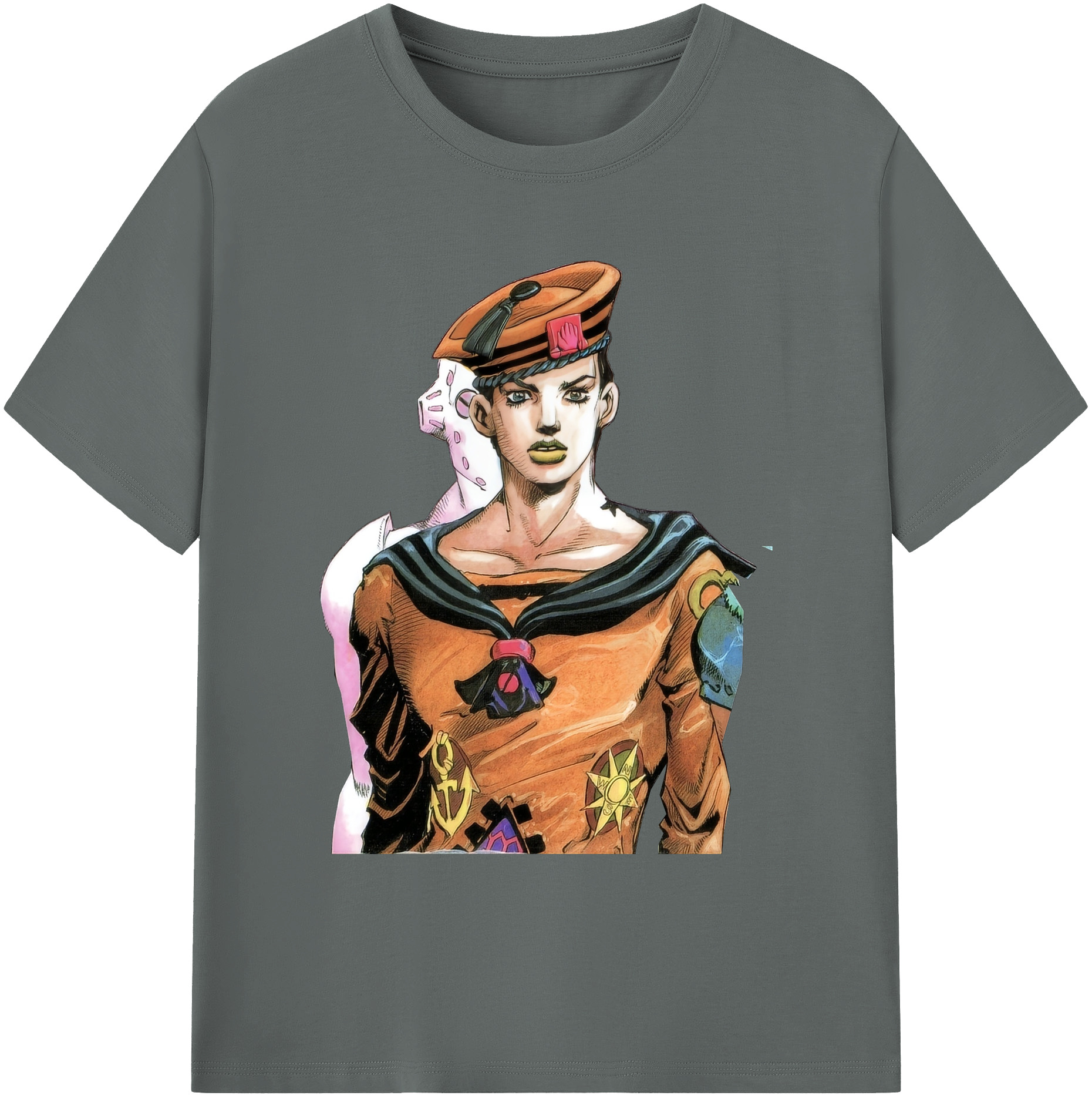 （画像用） ジョジョの奇妙な冒険 東方定助 JoJo's Bizarre Adventure Higashikata Josuke 綿100％ メンズ半袖Tシャツ｜肌触りやわらか＆通気性